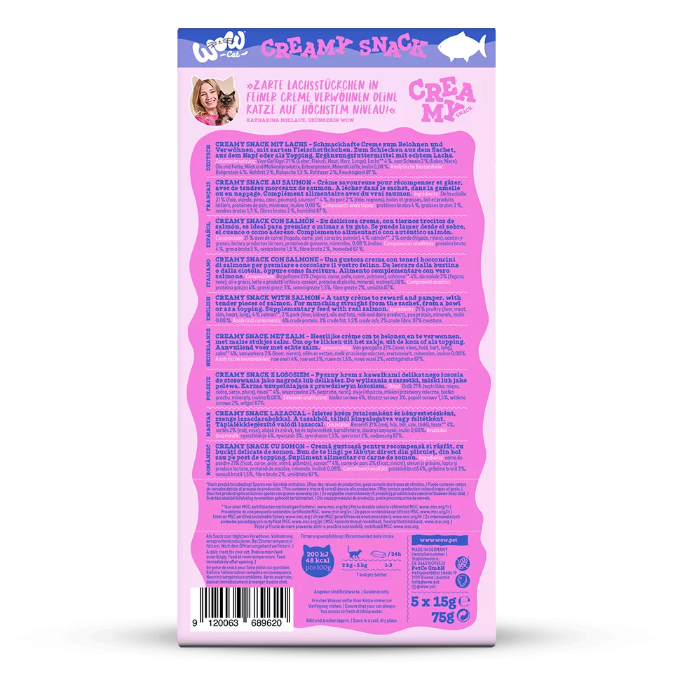 Wow Cat Creamy Snack creamy treat for cats with salmon