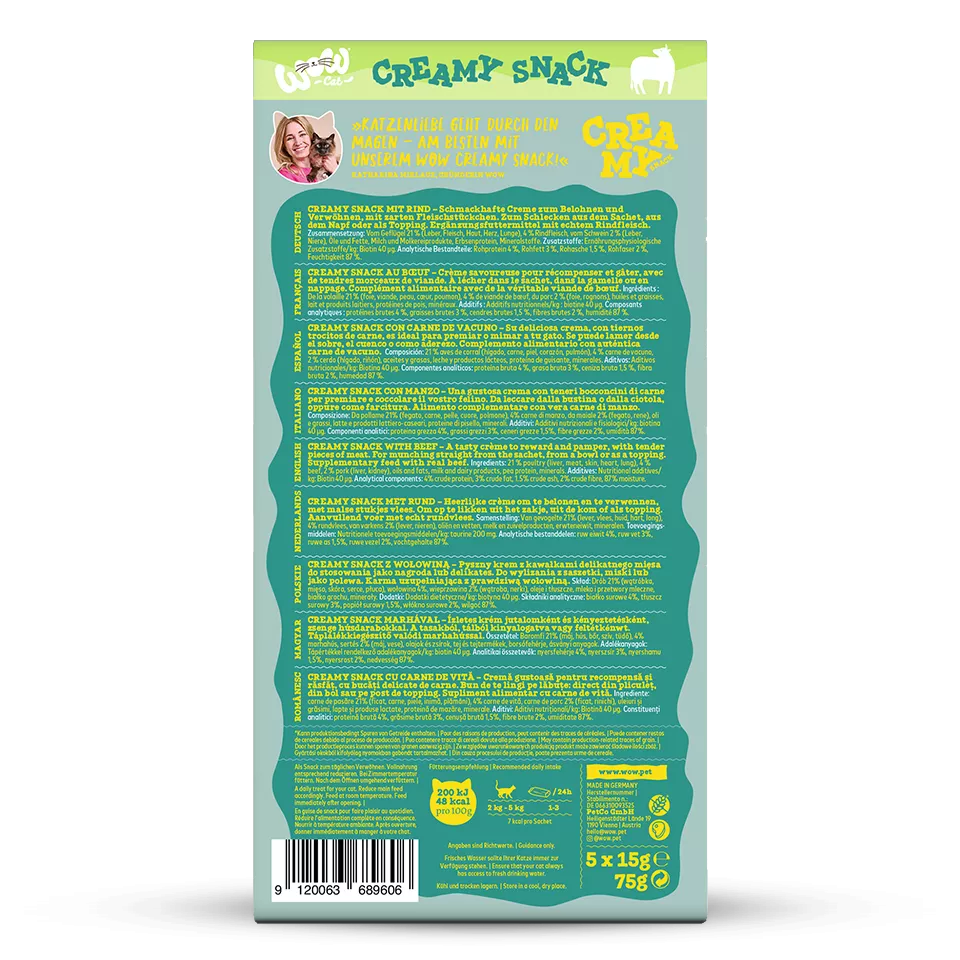 Wow Cat Creamy Snack creamy treat for cats with beef