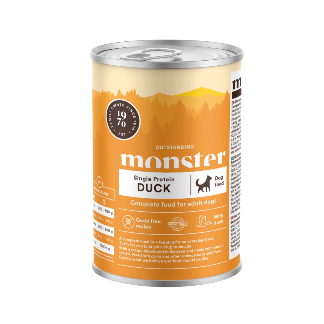 Monster Single Protein Wet Dog Food with Duck
