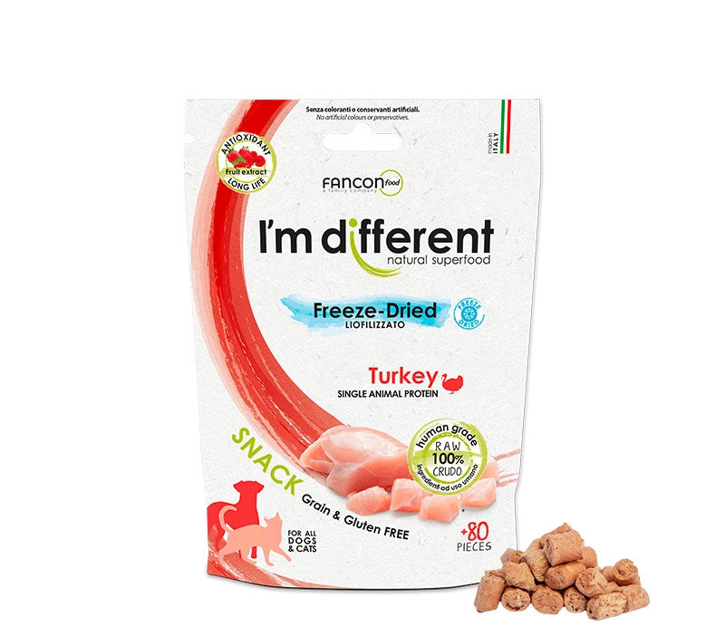 I'm different liofilizuoti skanestai sunims ir katems su kalakutiena