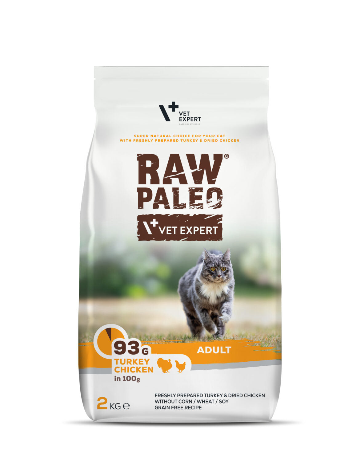 Raw Paleo dry cat food with turkey and chicken