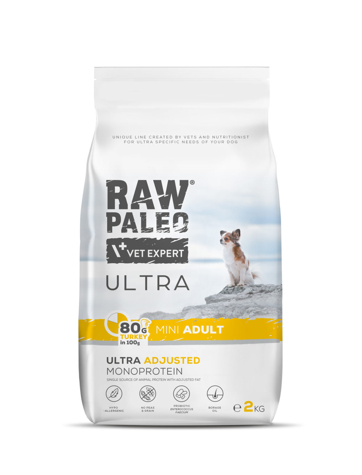 Raw Paleo Ultra dry food for small breed dogs with turkey