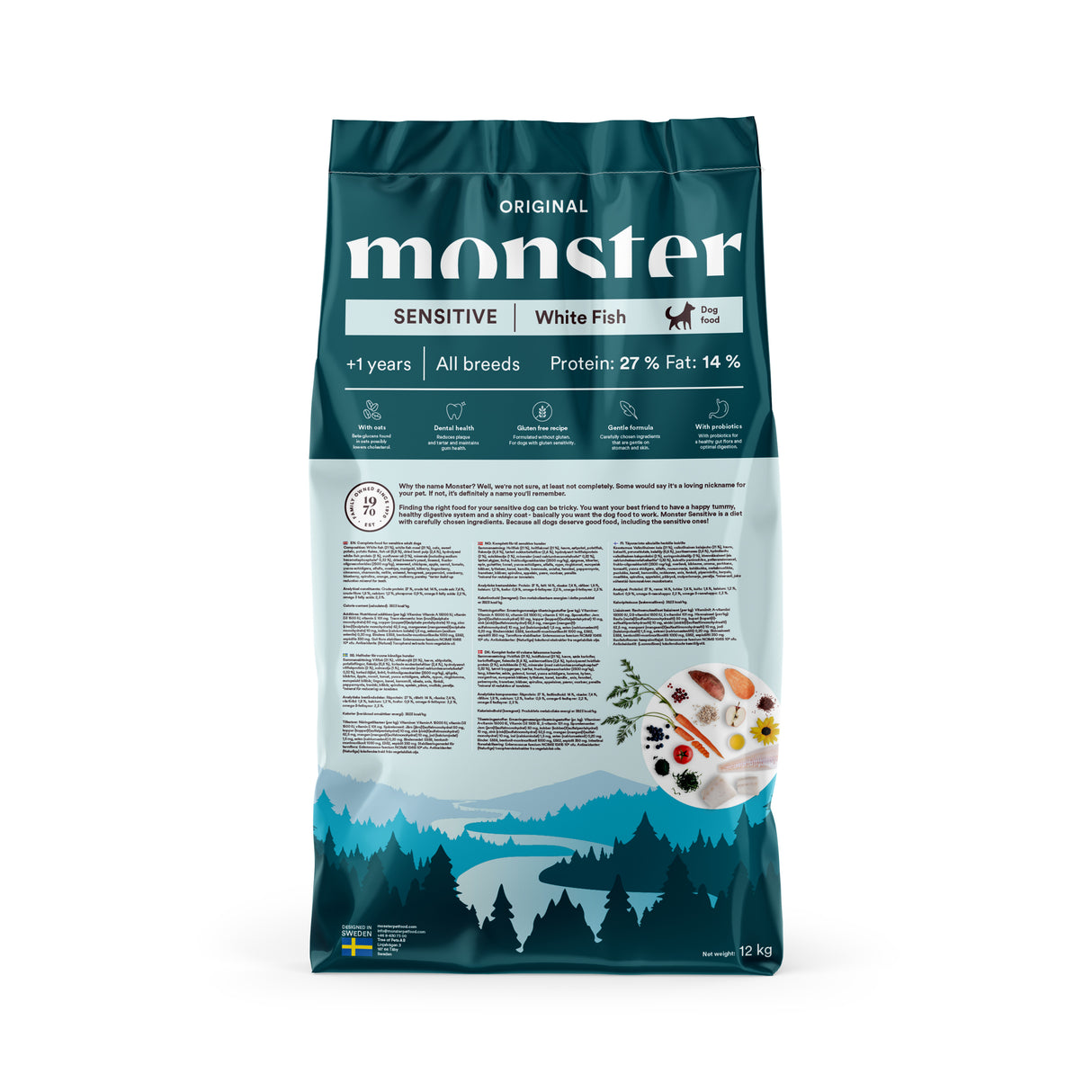 Monster Original Sensitive dry food for sensitive dogs with white fish