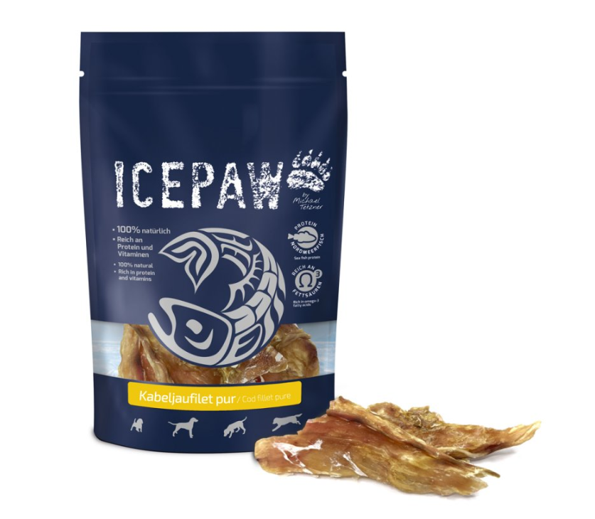 Dog treat - dried cod fillet pieces "Icepaw Cod Fillet Pure"