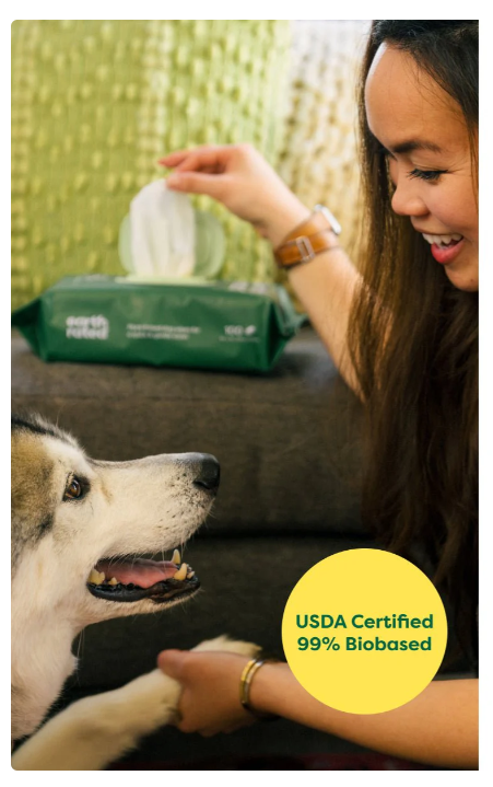 Wet dog wipes "Earth Rated" (unscented)