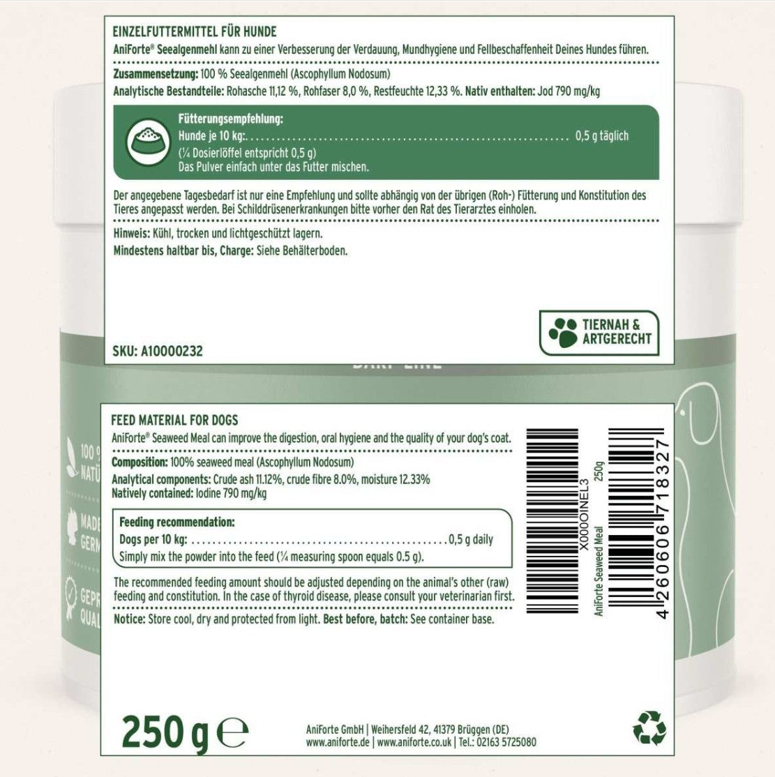 Food supplement for dogs - seaweed mixture "Aniforte Seaweed Powder"