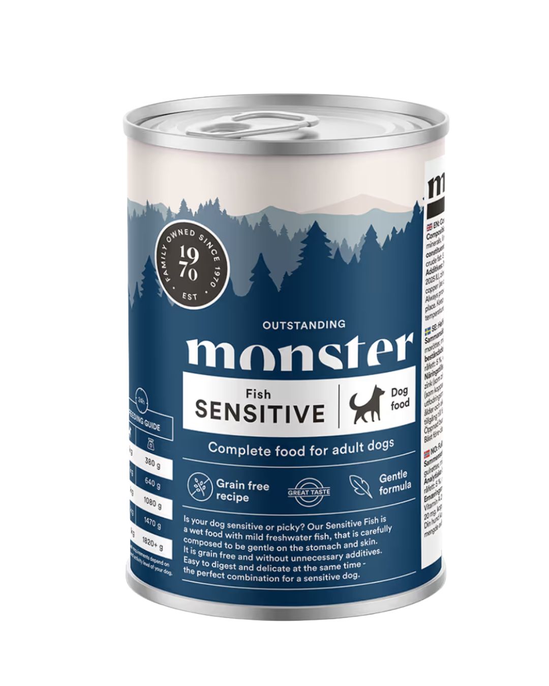 Monster wet food for sensitive dogs with white fish