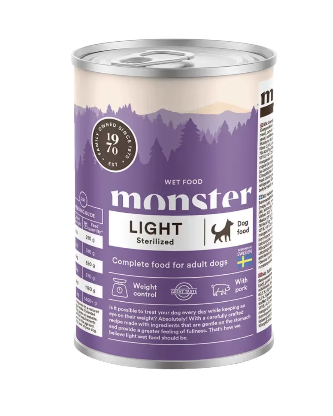 Monster reduced calorie wet food for neutered dogs