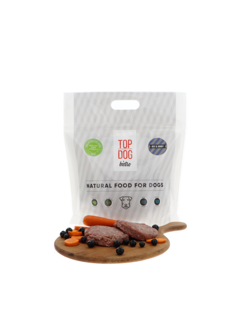 Frozen food for dogs with beef and rabbit Top Dog Bistro Beef and Rabbit (COLLECTION ONLY)