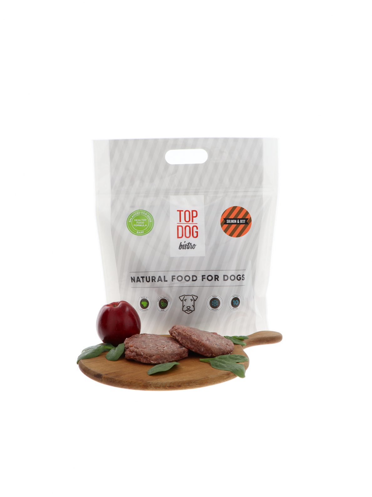 Frozen dog food with salmon and beef Top Dog Bistro Salmon & Beef (COLLECTION ONLY)