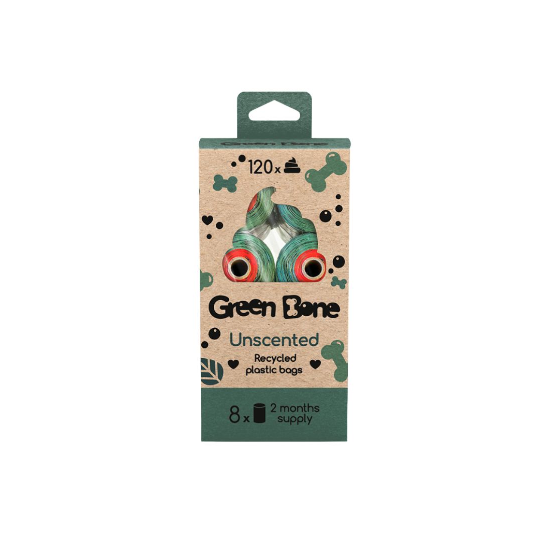 Recycled plastic bags for dog excrement "Green Bone Unscented"