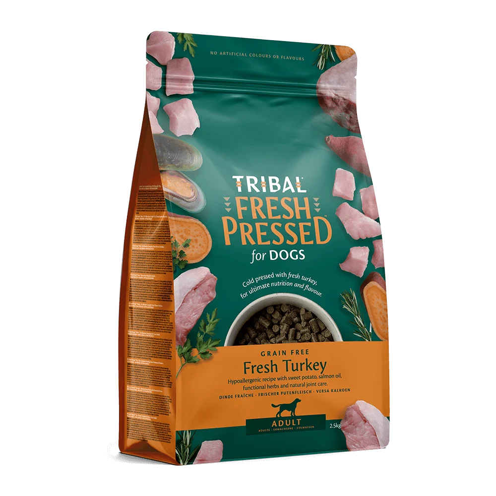 Tribal Fresh Pressed Cold Pressed Dry Food for Adult Dogs with Turkey