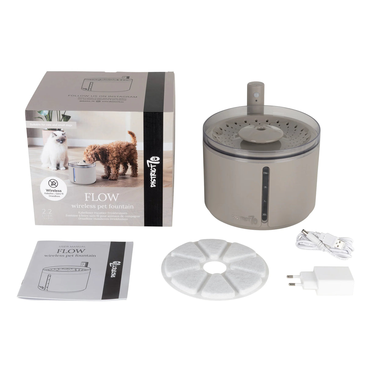 District 70 Flow Wireless Water Fountain