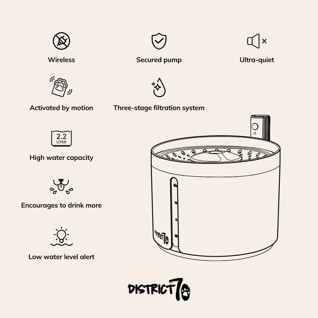 District 70 Flow Wireless Water Fountain