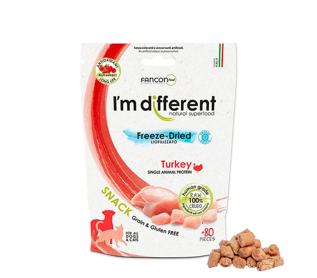 I'm different liofilizuoti skanestai sunims ir katems su kalakutiena