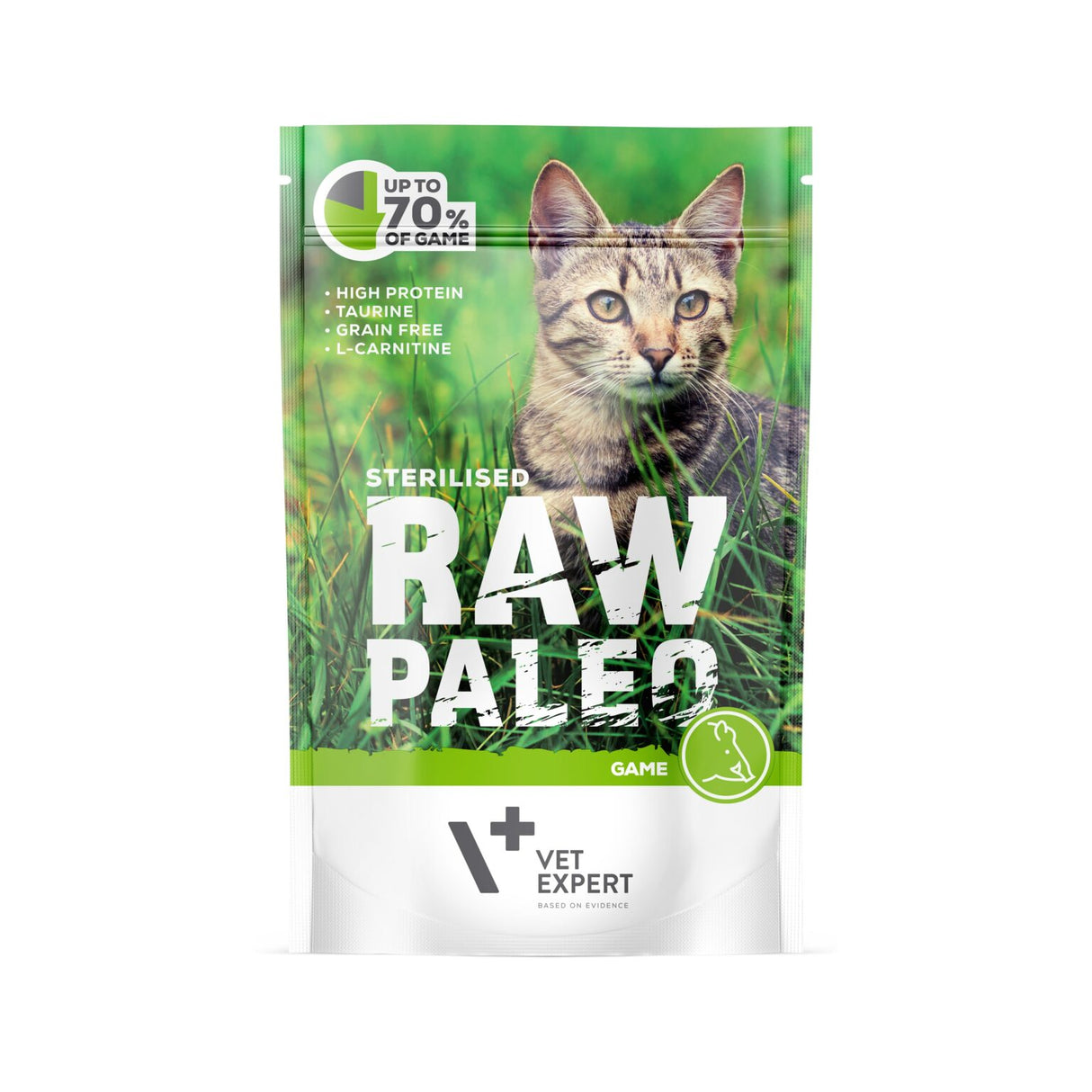 Raw Paleo wet food for sterilized cats with game
