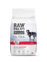 Raw Paleo Ultra dry food for medium and large breed dogs with beef