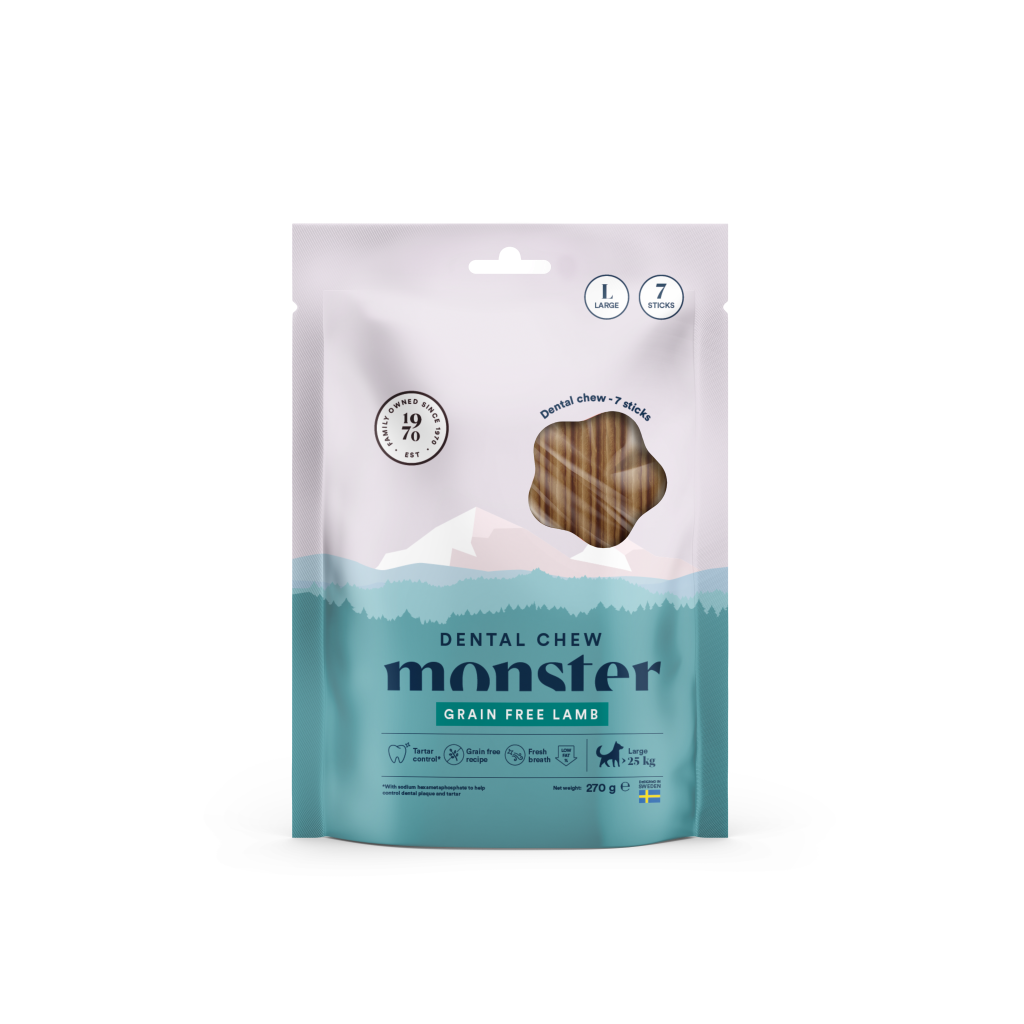 Monster Dental Chews for dogs with lamb