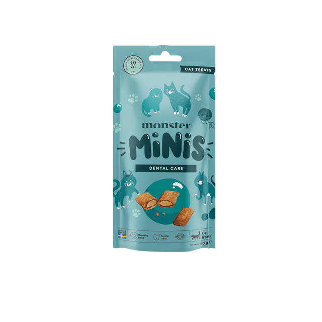 Monster Cat Minis traškūs dantų priežiūros skanėstai katėms