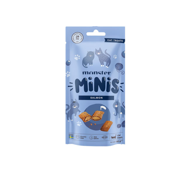 Monster Cat Minis traškūs skanėstai katėms su lašiša