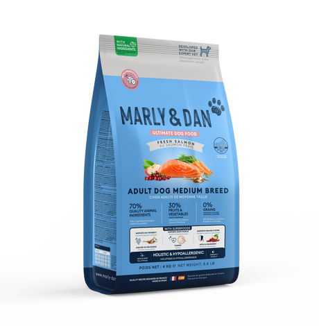 Marly & Dan sausas šunims  su lašiša Adult Dog Medium Breed