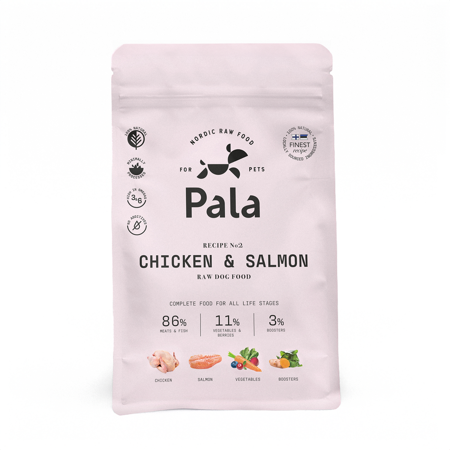 Pala maistas sunims Nr 2 su vistiena ir lasisa 1 kg