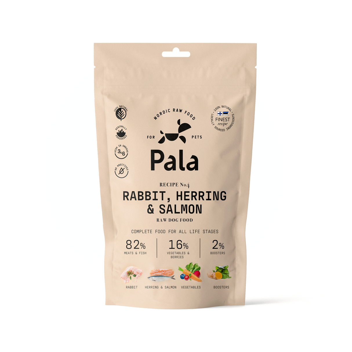 Pala maistas sunims Nr 4 su triusiena silke ir lasisa 100 g