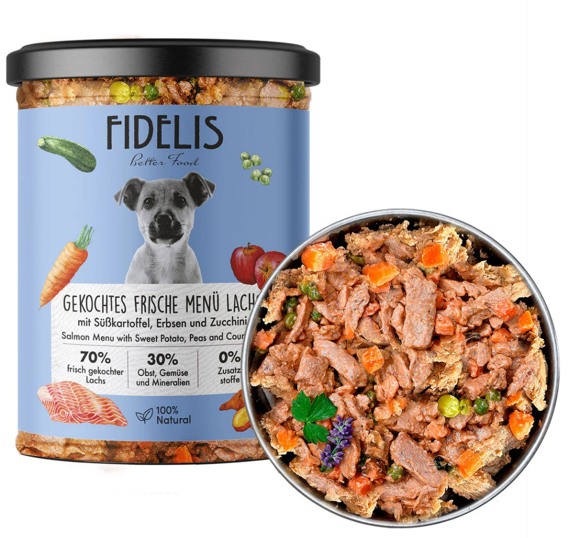 Fidelis boiled fresh beef with sweet potatoes, apples and broccoli