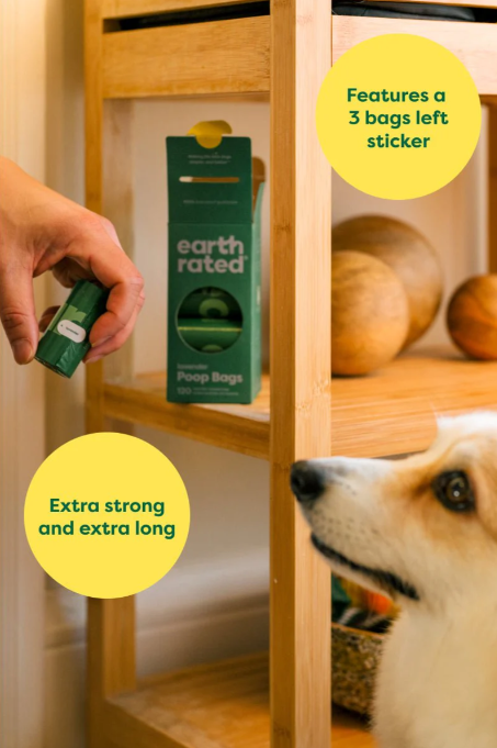 Recycled plastic dog poop bags "Earth Rated" (odorless)