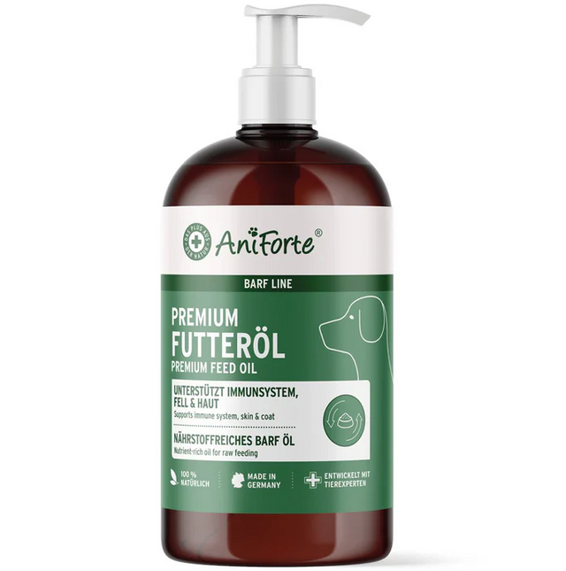 Maisto papildas šunims - aliejus žaliai (BARF / RAW) mitybai papildyti "Aniforte Premium Feed Oil" 