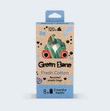 Recycled plastic dog waste bags "Green Bone Fresh Cotton" (cotton scent)
