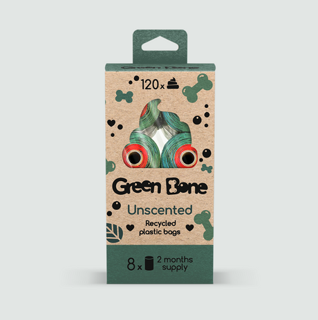 Recycled plastic bags for dog excrement "Green Bone Unscented"