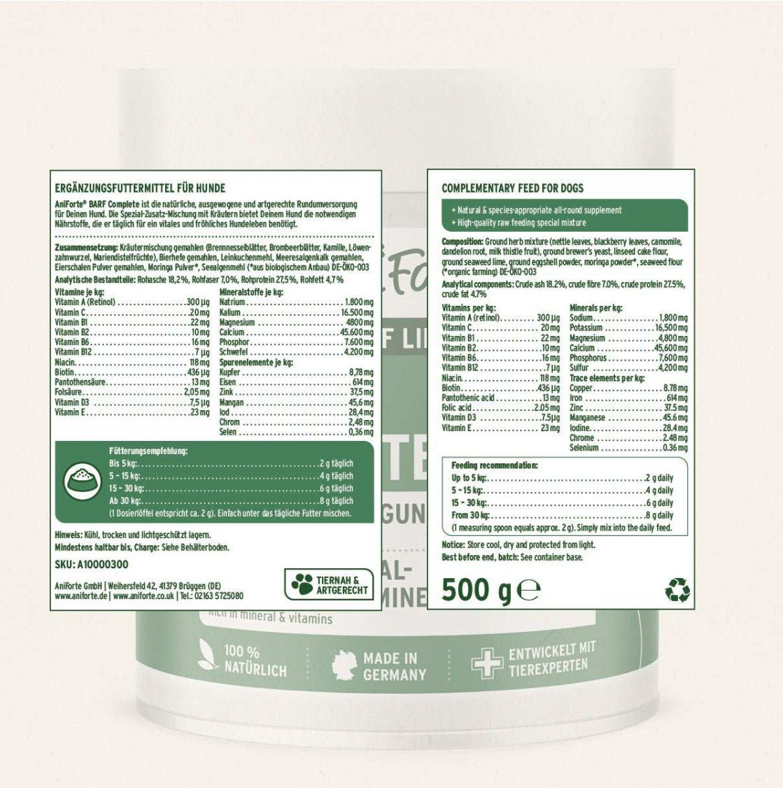 Food supplement for dogs - raw food supplement mixture "Aniforte BARF Complete"