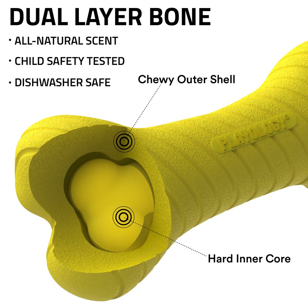 Dvisluoksnis kaulas šunims su natūraliu kvapu "Playology Dual Layer Bone"