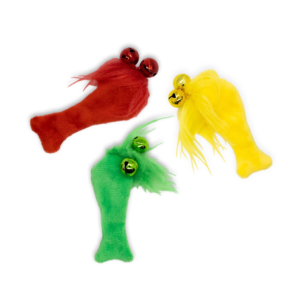 Žuvytės su plunksnomis katėms "Playology Pouncing Feather Fish 3-pack"