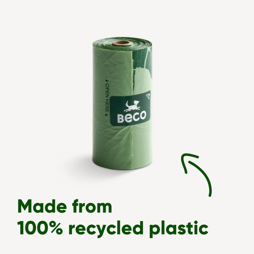 Perdirbto plastiko maišeliai šunų ekskrementams "Beco" (bekvapiai, 540 vnt.)