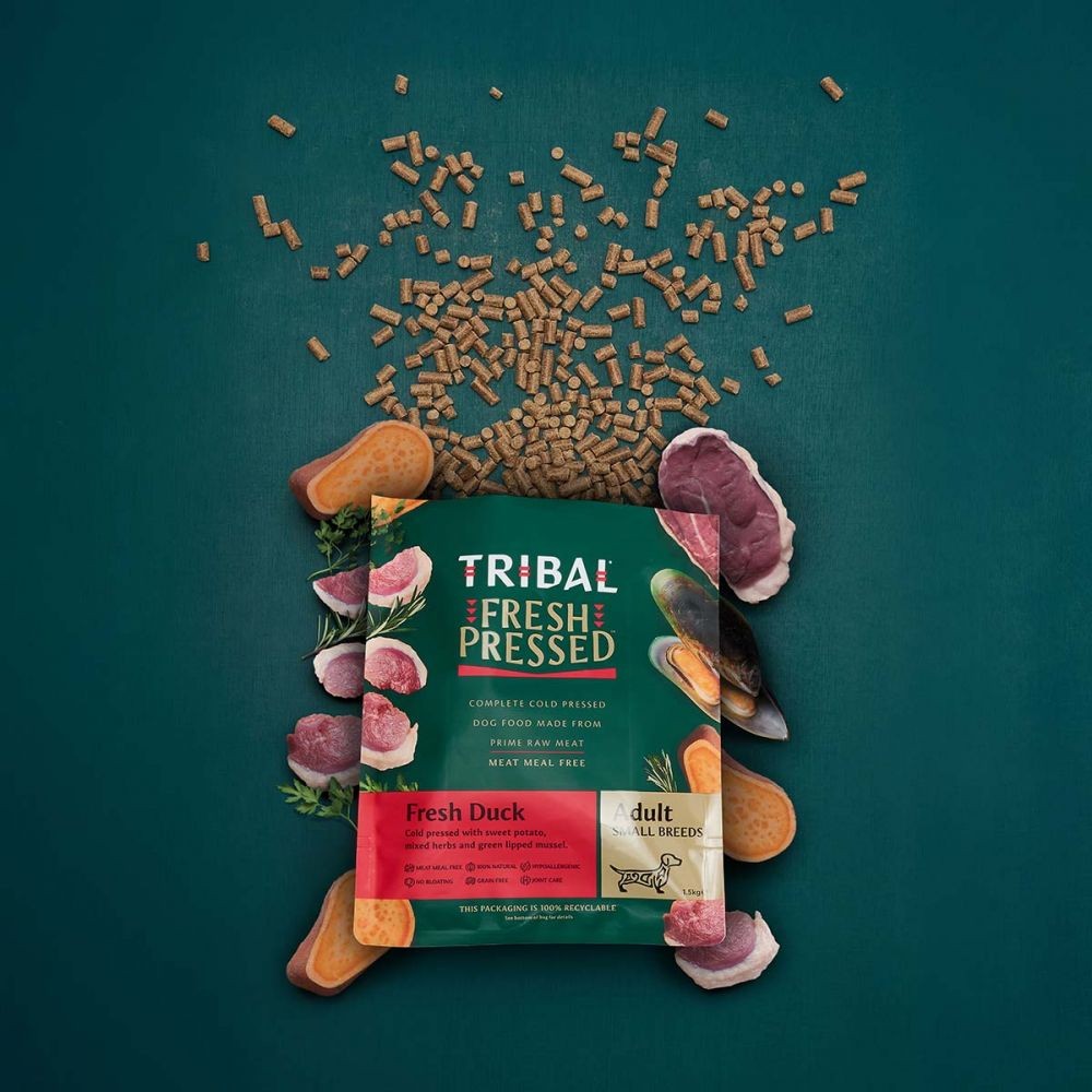 Tribal Fresh Pressed Cold Pressed Dry Dog Food for Small Breed Adults with Duck