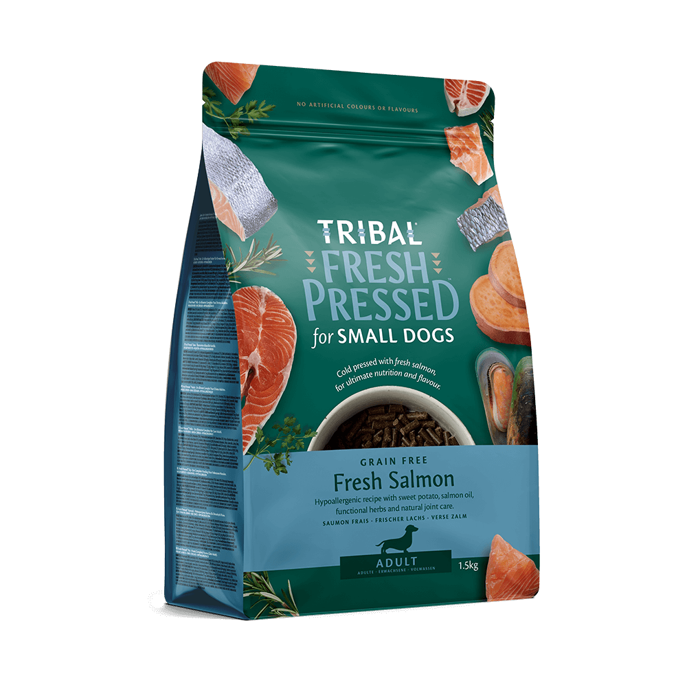 Tribal Fresh Pressed Cold Pressed Dry Food for Small Breed Adult Dogs with Salmon