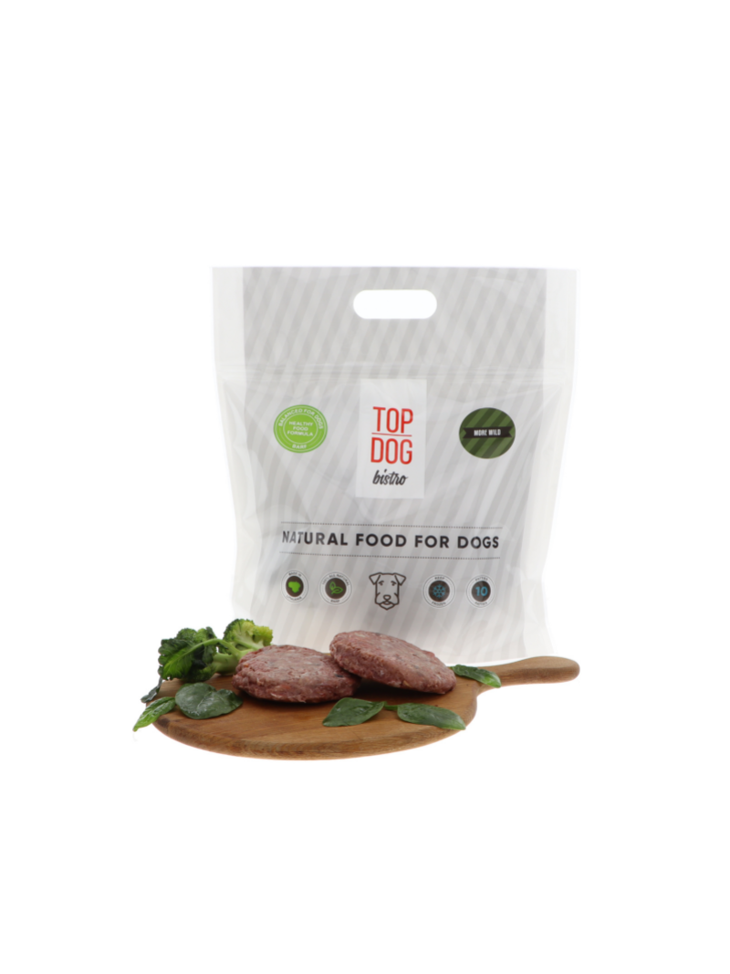 Frozen dog food with wild game Top Dog Bistro More Wild (AVAILABLE FOR PICK-UP ONLY)